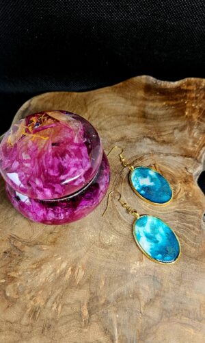 Sea Collection. Round Earings Golden Frame