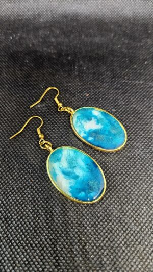 Sea Collection. Round Earings Golden Frame