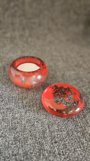 Red with Blue Stones Candle Holder
