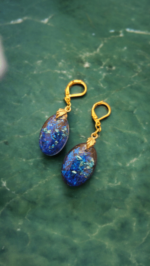 Mini Blue Glitter Round Earrings