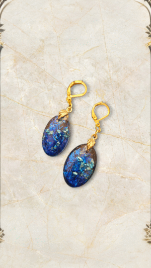 Mini Blue Glitter Round Earrings