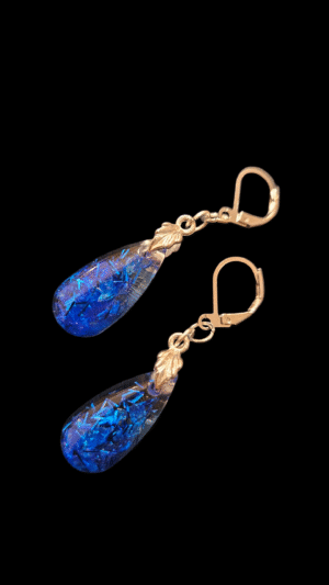 Mini Blue Glitter Drop shape Earrings