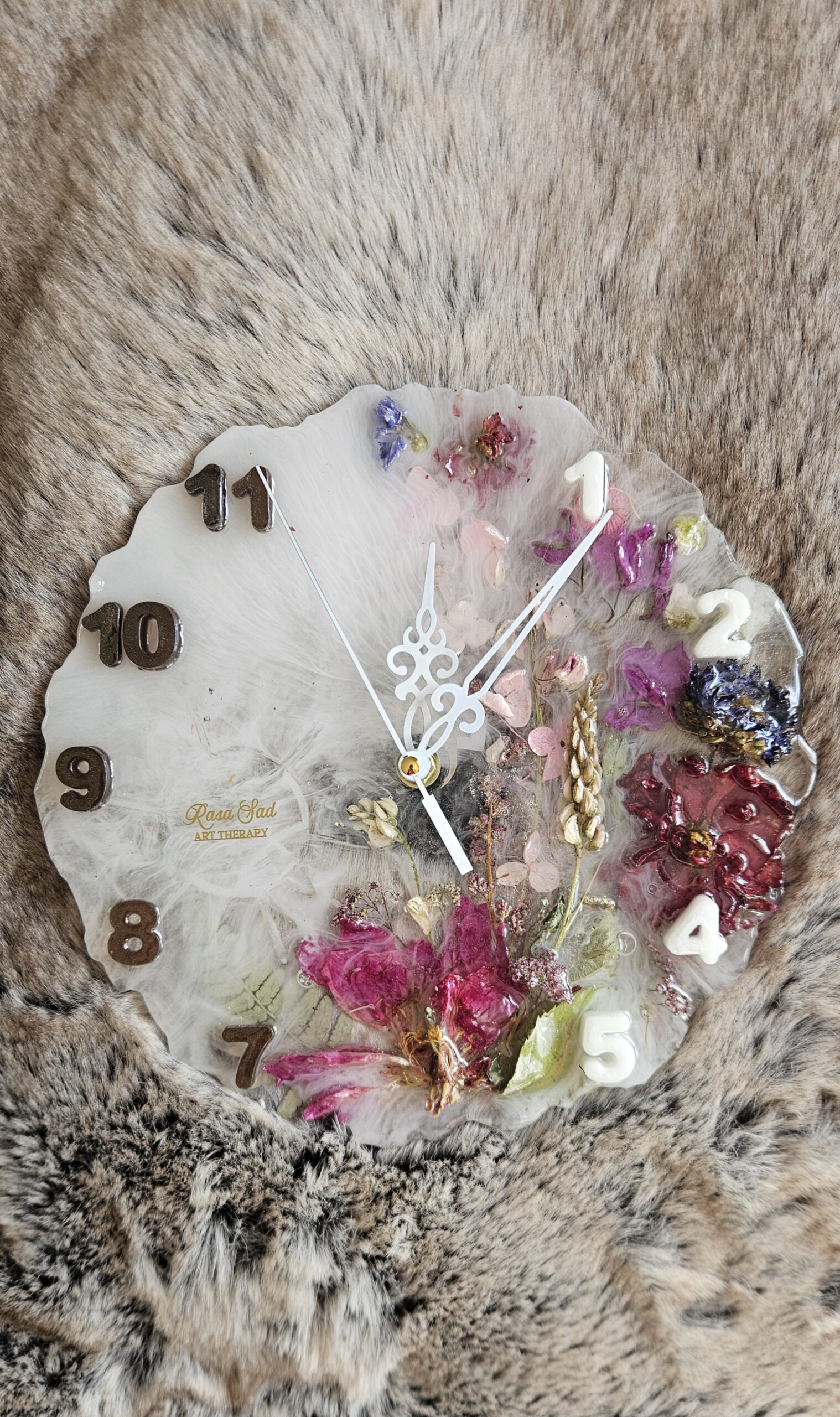 White Wall Watch With Flowers - Image 6