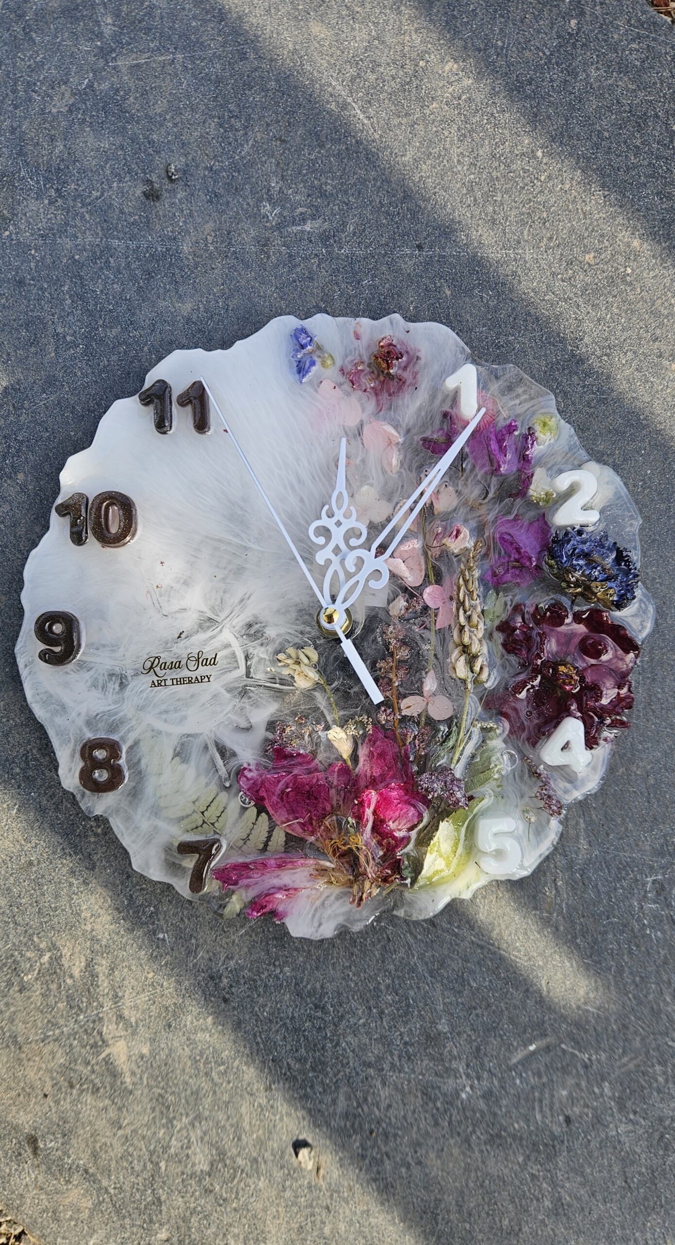 White Wall Watch With Flowers - Image 7