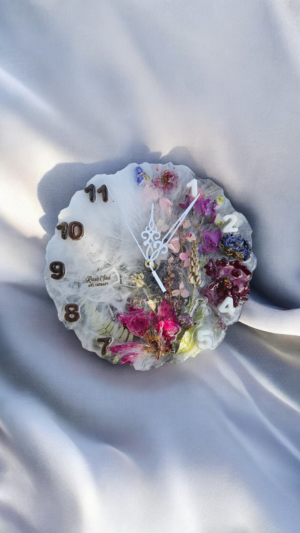 White Wall Watch With Flowers