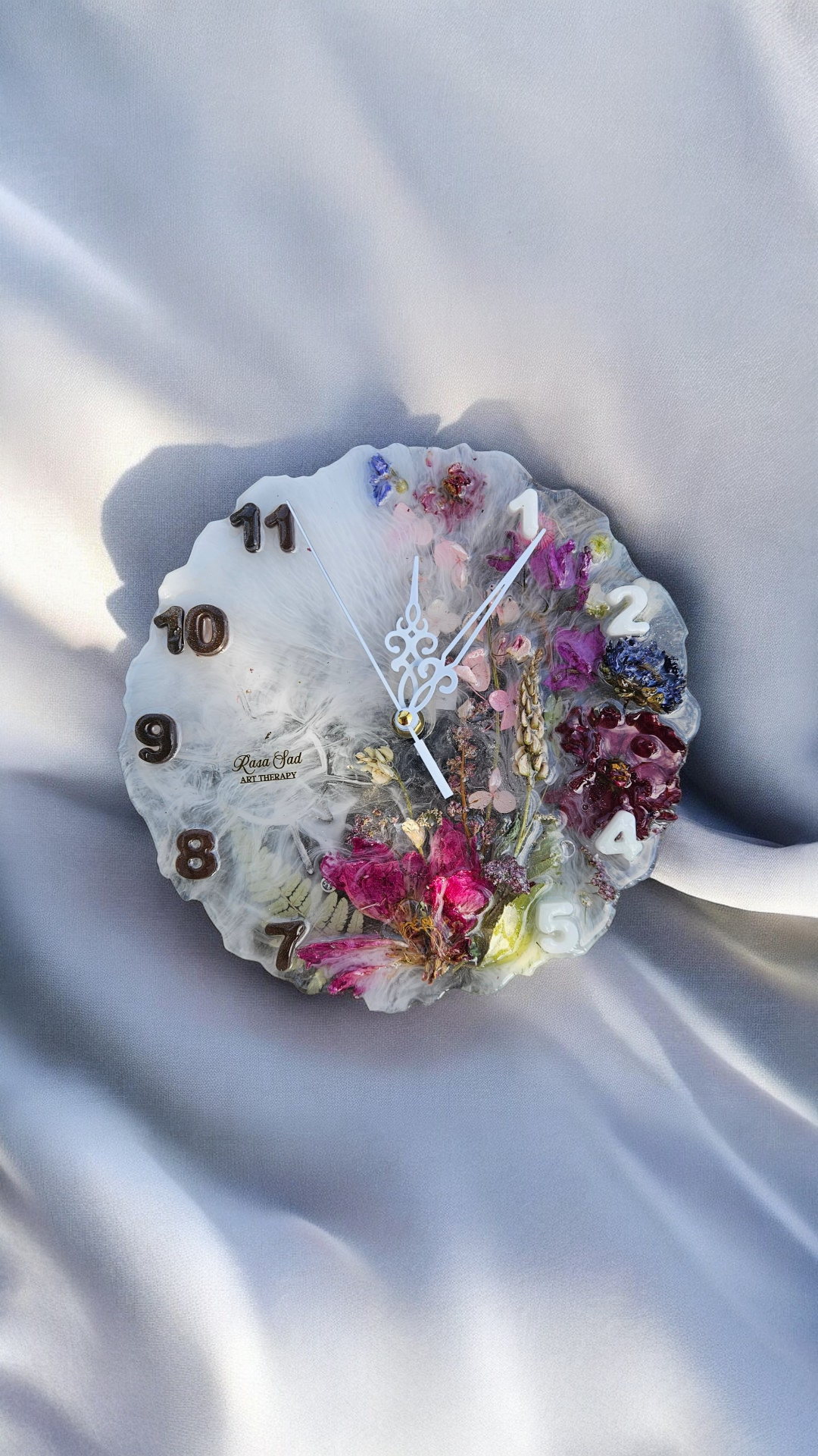 White Wall Watch With Flowers