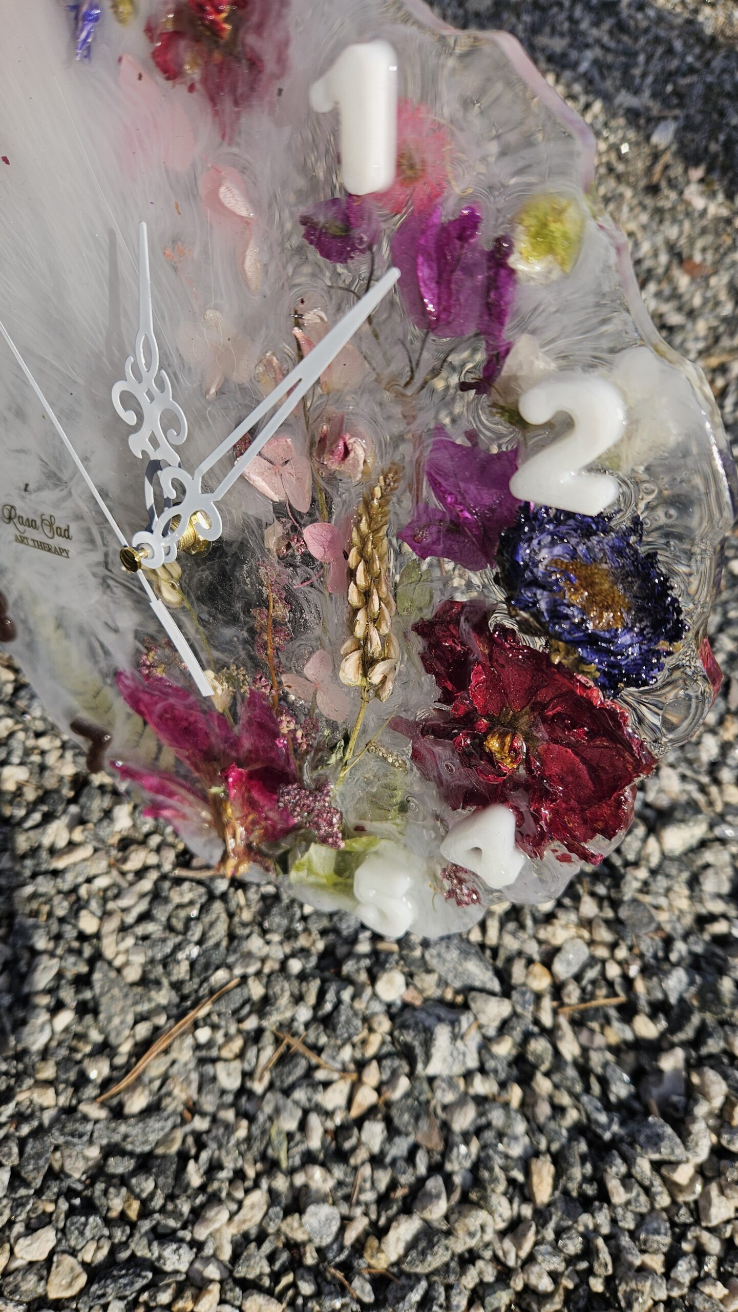 White Wall Watch With Flowers - Image 3