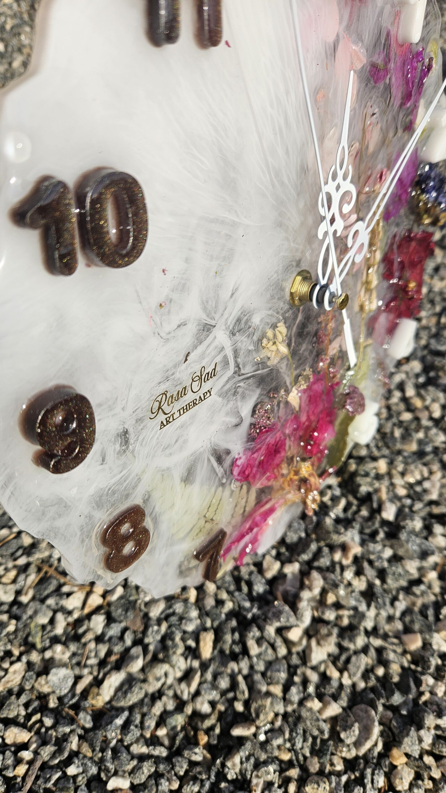 White Wall Watch With Flowers - Image 8