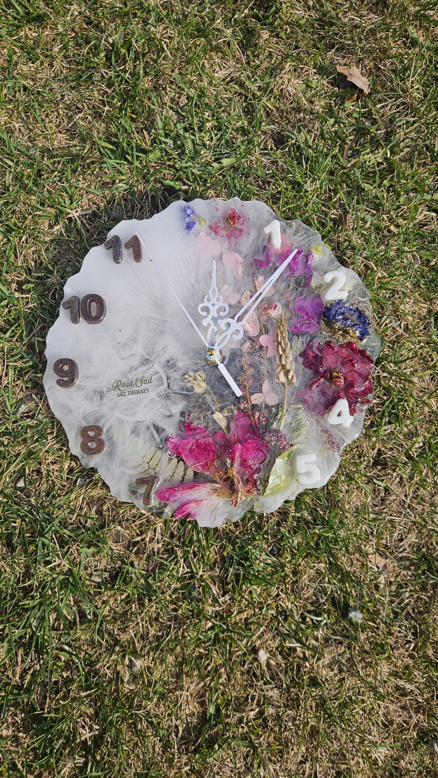 White Wall Watch With Flowers - Image 10
