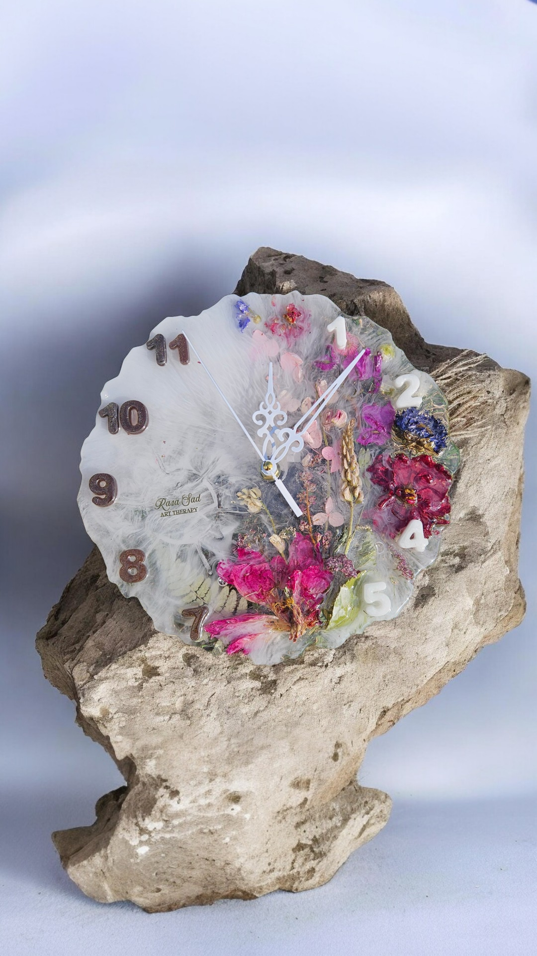 White Wall Watch With Flowers - Image 11
